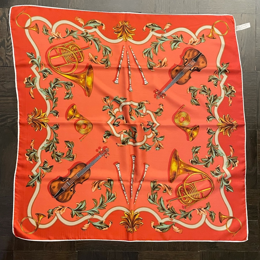 Italian musical themed silk scarf made for the Metropolitan Museum of Art